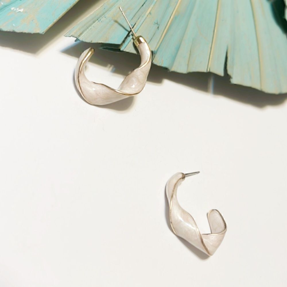 enamel hoop earrings  #99